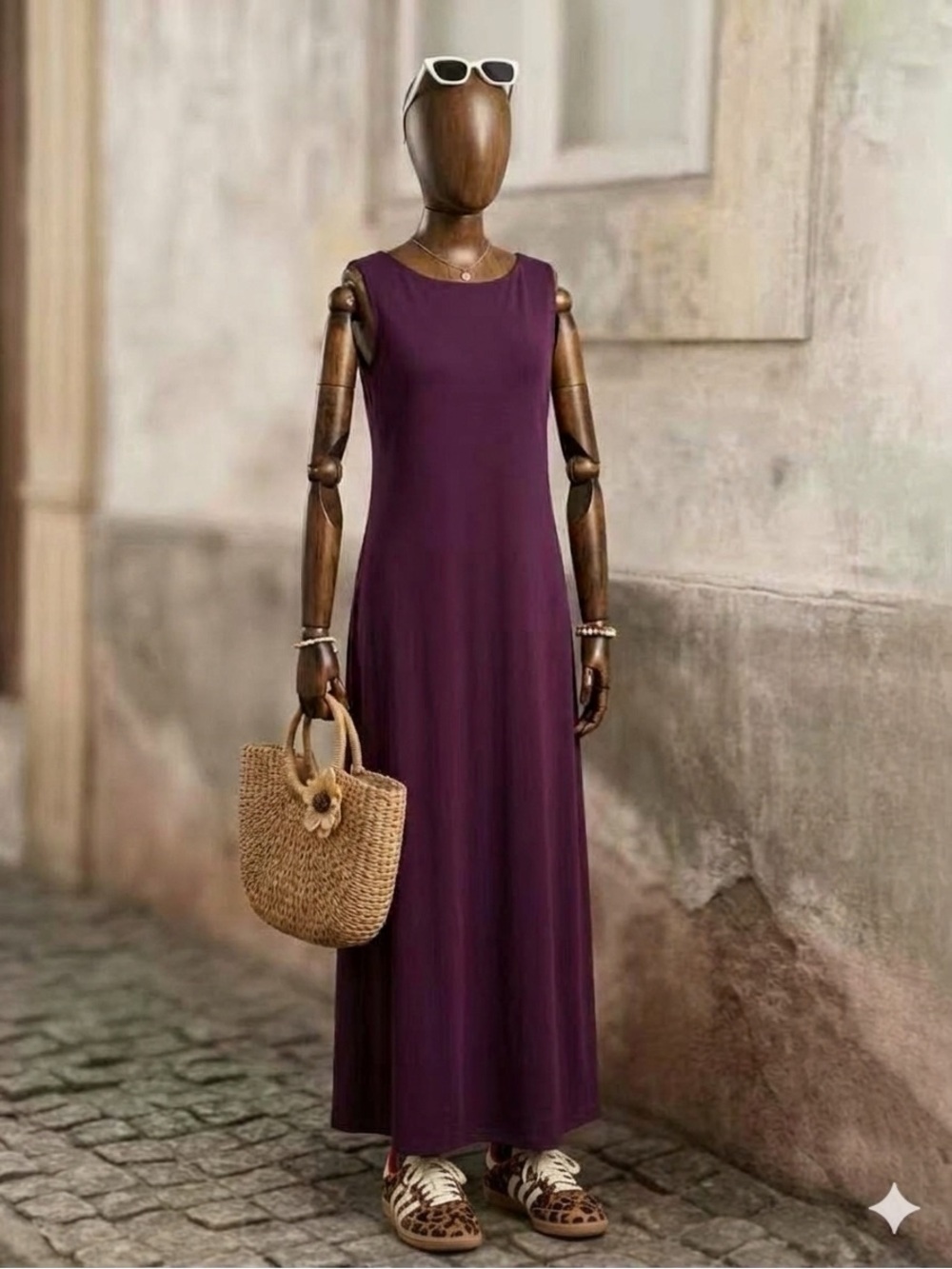Vintage Amanda Smith Purple Sleeveless Column Maxi Dress - Size L